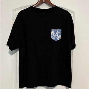 Black T-Shirt with Blue Pocket